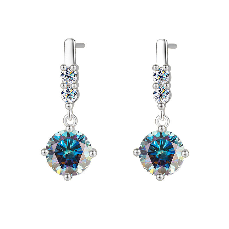 Tassel Smart Moissanite Earrings  Sterling Silver Drop Design