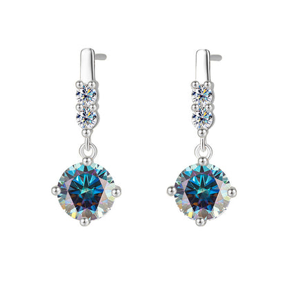 Tassel Smart Moissanite Earrings  Sterling Silver Drop Design