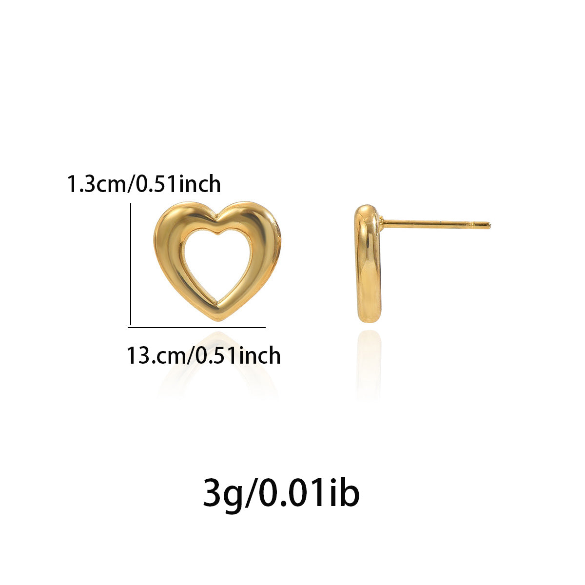 Lxalry 18K Gold Plated Heart Earrings  Stainless Steel Jewelry