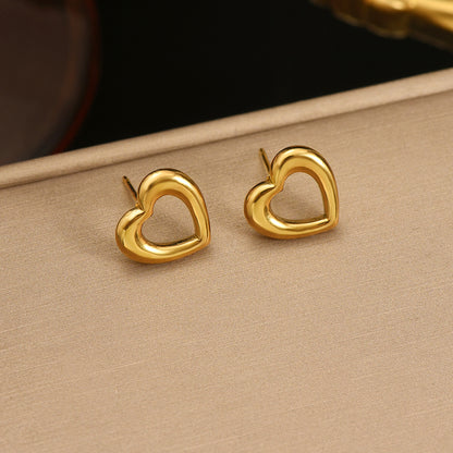 Lxalry 18K Gold Plated Heart Earrings  Stainless Steel Jewelry