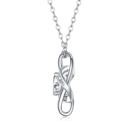 Moissanite Pendant Necklace in S925 Sterling Silver with Platinum Plating