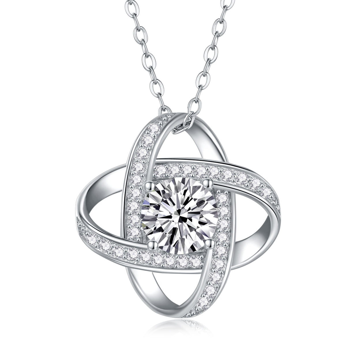 Moissanite Pendant Necklace in S925 Sterling Silver with Platinum Plating