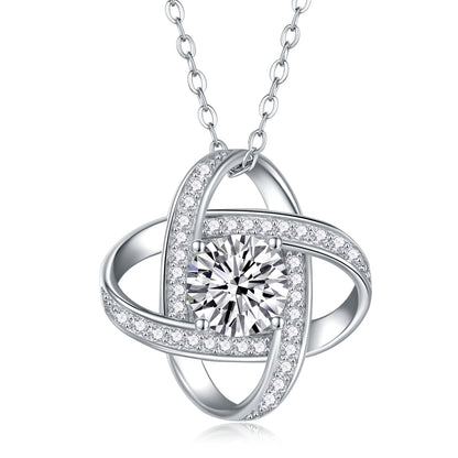 Moissanite Pendant Necklace in S925 Sterling Silver with Platinum Plating