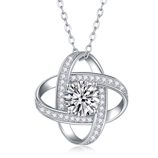 Moissanite Pendant Necklace in S925 Sterling Silver with Platinum Plating