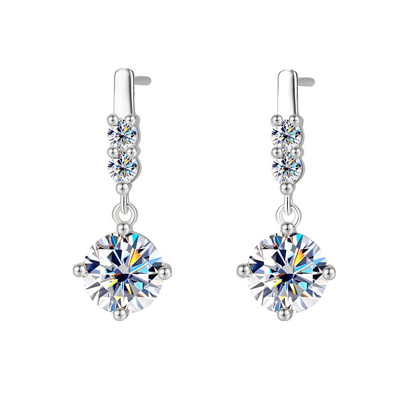 Tassel Smart Moissanite Earrings  Sterling Silver Drop Design