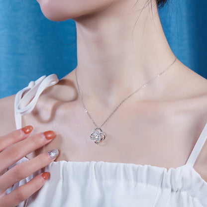 Moissanite Pendant Necklace in S925 Sterling Silver with Platinum Plating