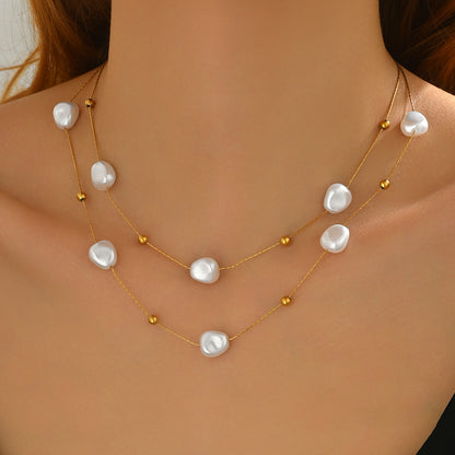 Lxalry Pearl Studded Necklace – 18K Gold Plated Stainless Steel