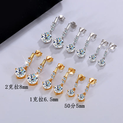 Tassel Smart Moissanite Earrings  Sterling Silver Drop Design