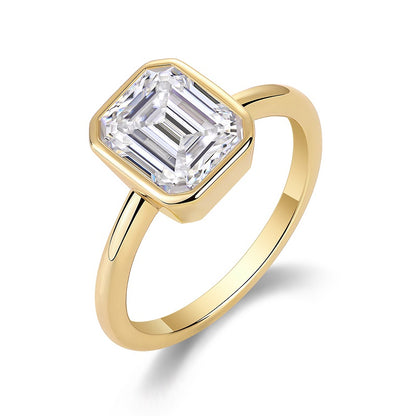 Moissanite Diamond Ring S925 Silver & Gold-Plated Jewelry