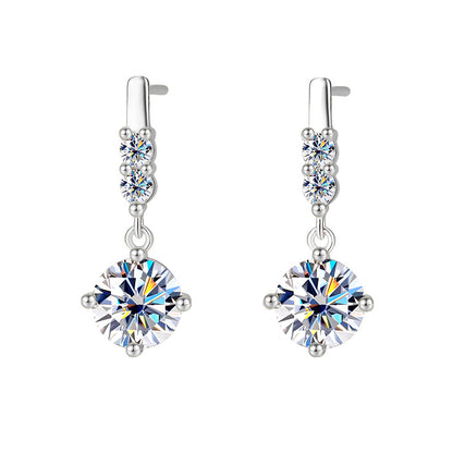 Tassel Smart Moissanite Earrings  Sterling Silver Drop Design