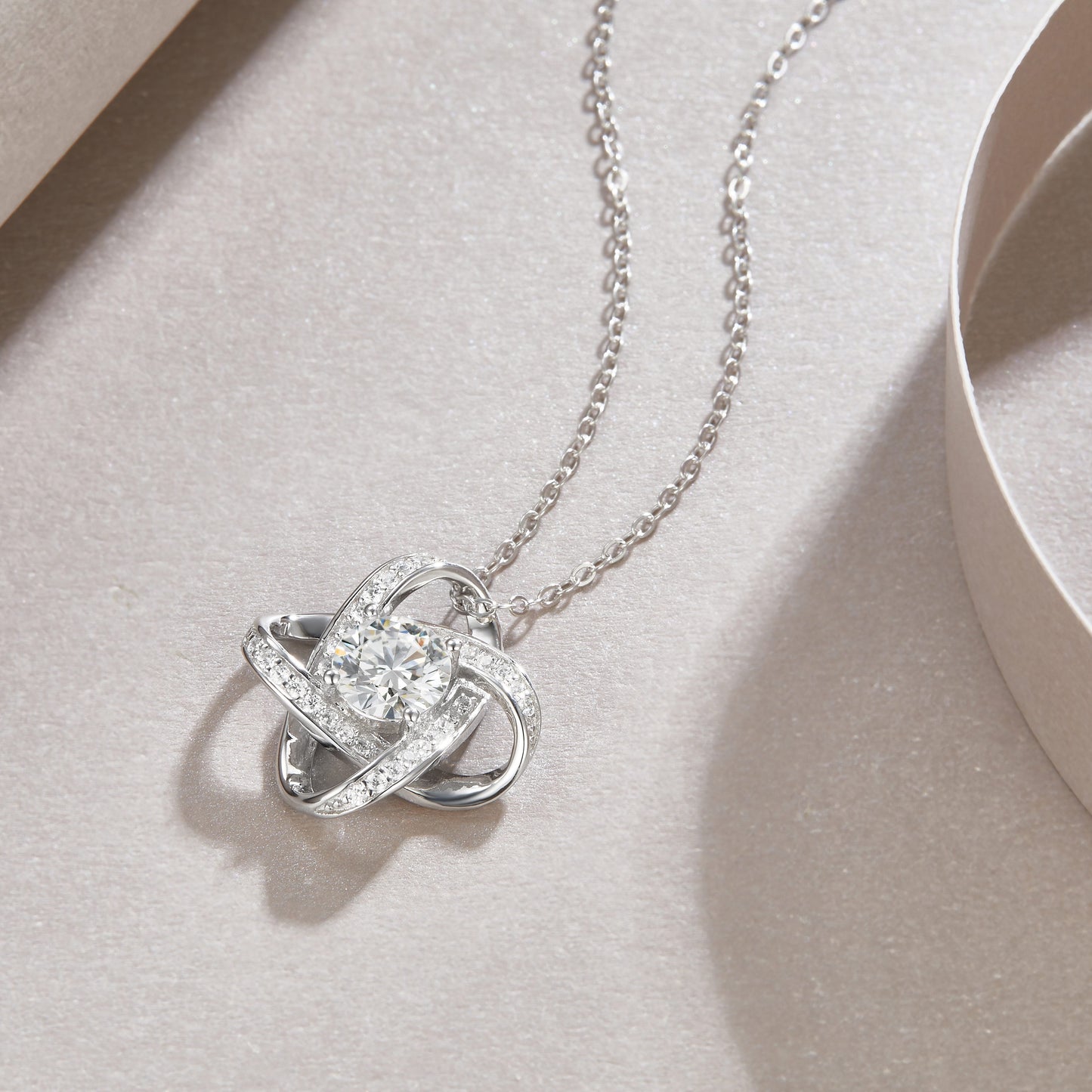 Moissanite Pendant Necklace in S925 Sterling Silver with Platinum Plating