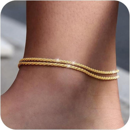 Multi-layer Adjustable Waterproof Anklet  Gold & Silver for Women