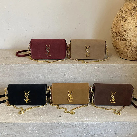 Kate Medium Reversible Suede Chain Bag Luxury Shoulder & Crossbody