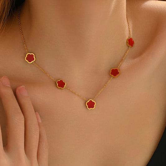 Laxly Five Leaf Clover Necklace – 18K Gold Plated Stainless Steel