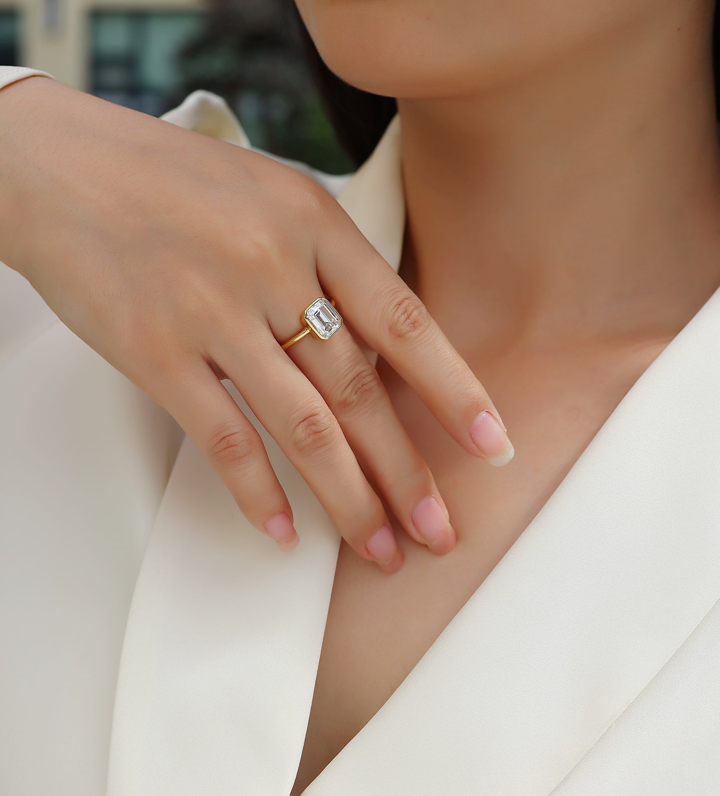 Moissanite Diamond Ring S925 Silver & Gold-Plated Jewelry