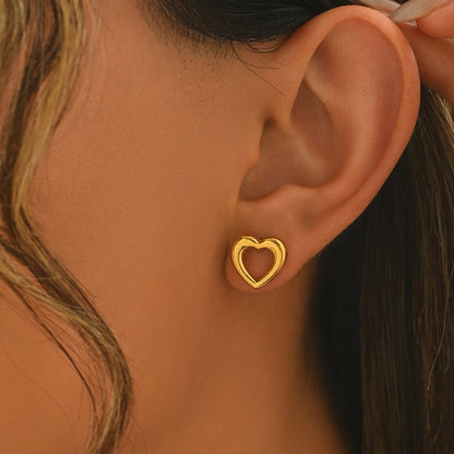 Lxalry 18K Gold Plated Heart Earrings  Stainless Steel Jewelry