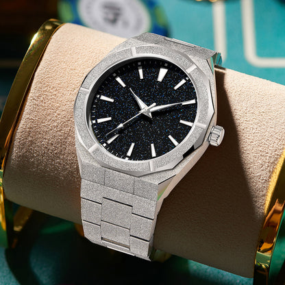 Business Men’s Stainless Steel Watch – Frosted Finish with Luminous Dial