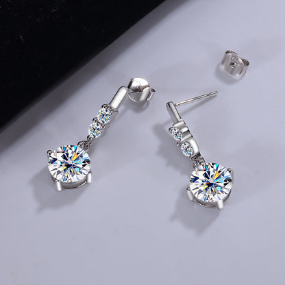 Tassel Smart Moissanite Earrings  Sterling Silver Drop Design